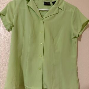 Laura Scott brand lime green button-up blouse, size 6 Petite